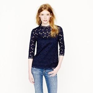 J.Crew Collection Luster Lace Mockneck Tee